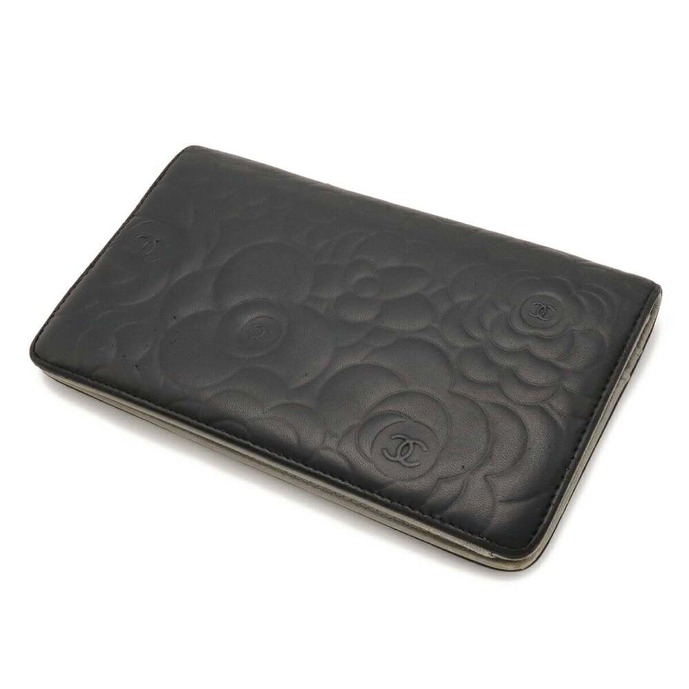 CHANEL Authentic Black Leather Logo Wallet - Picture 3 of 10